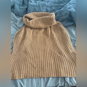 Cozy Tan Turtleneck Sweater Vest